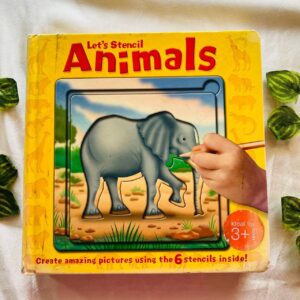 Let's Stencil Animals: Board Book With 6 Stencils (Sticker mark on all pages, Stencil is available)